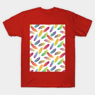 Multi Color Feathers Pattern T-Shirt